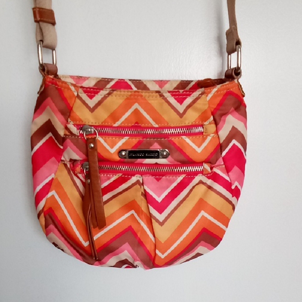 Franco Sarto Chevron Crossbody Bag - Pink, Orange, Brown